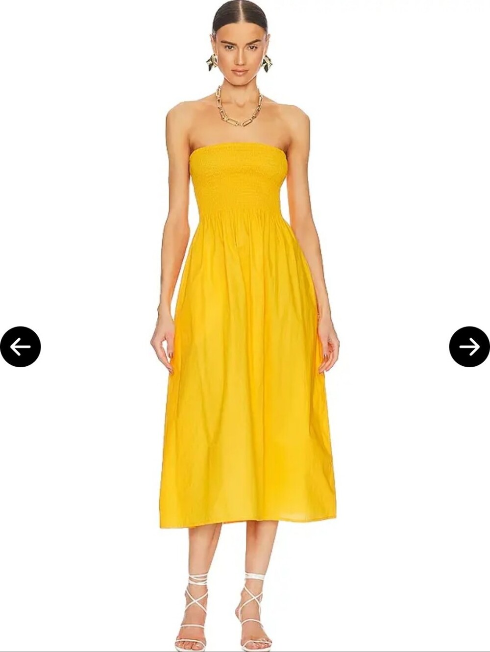 Faithfull the Brand Madella Midi Dress Citrus Yellow Size 6 NWT